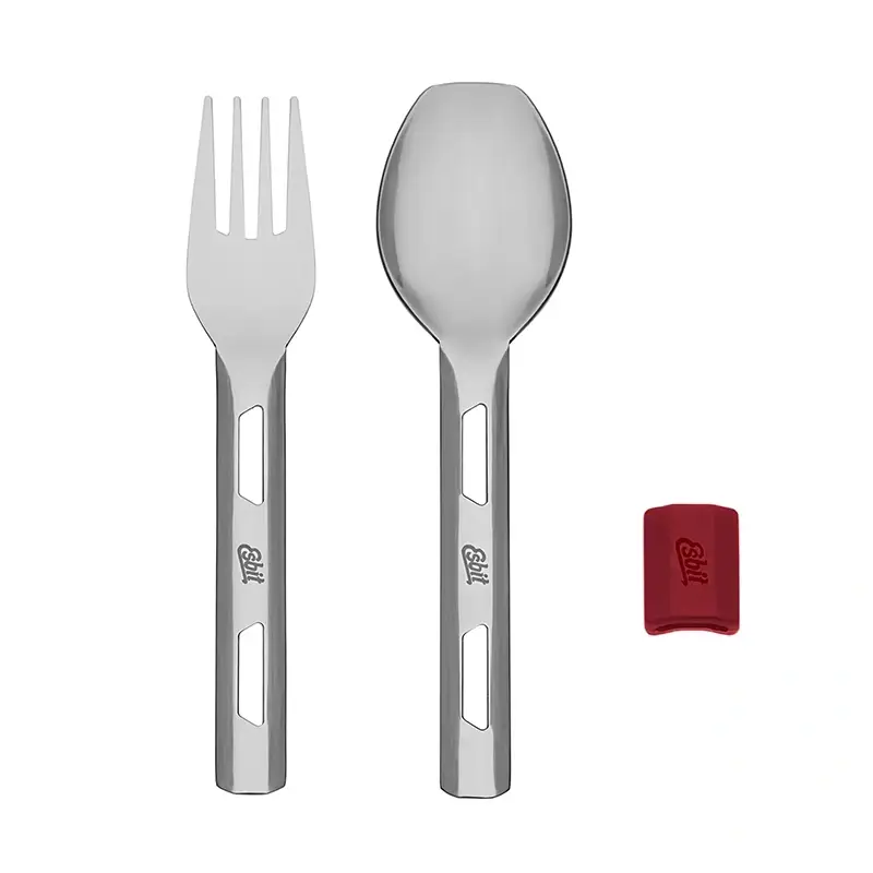 Ograniczona ilość Sztućce Turystyczne Cutlery Set z Silikonową Opaską Esbit S Esbit Burgundy (STC-2SL-BR-S)