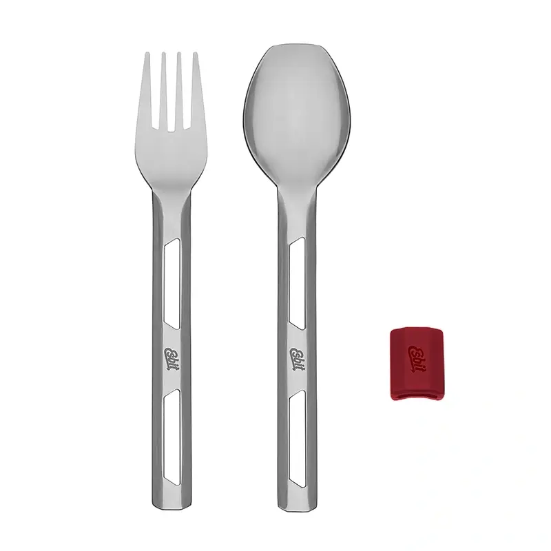Cena promocyjna Sztućce Turystyczne Cutlery Set z Silikonową Opaską Esbit L Burgundy (STC-2SL-BR-L)