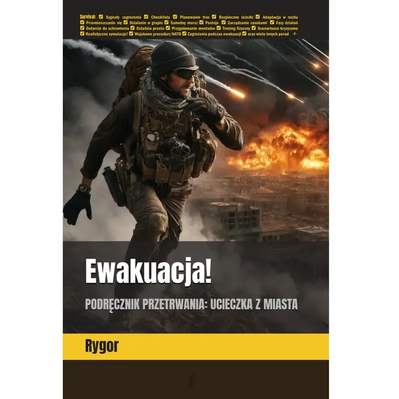 Książka „Ewakuacja!: Podręcznik przetrwania: ucieczka z miasta.” Rygor Edycja Z AUTOGRAFEM Tani