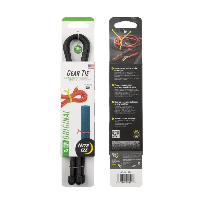 Troki Elastyczne Gear Tie® 18" 2szt. Nite Ize Czarny (GT18-01-2R3) Okazja