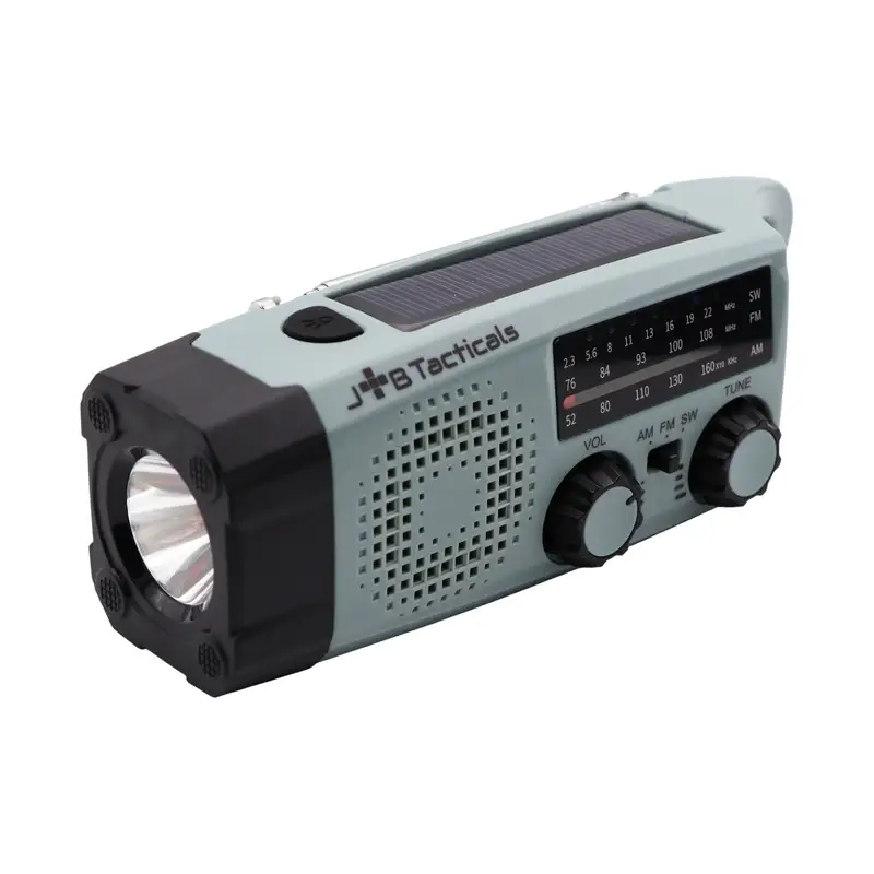 Obniżka ceny Radio Awaryjne Solarne z Latarką, Lampką LED i Powerbankiem Niebieskie (JB-06)