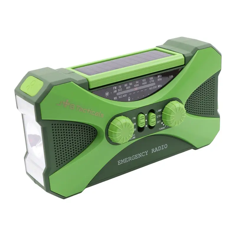 Radio Awaryjne Solarne z Latarką, Lampką LED, SOS i Powerbankiem JB Tacticals Zielone (JB-03) Hit cenowy