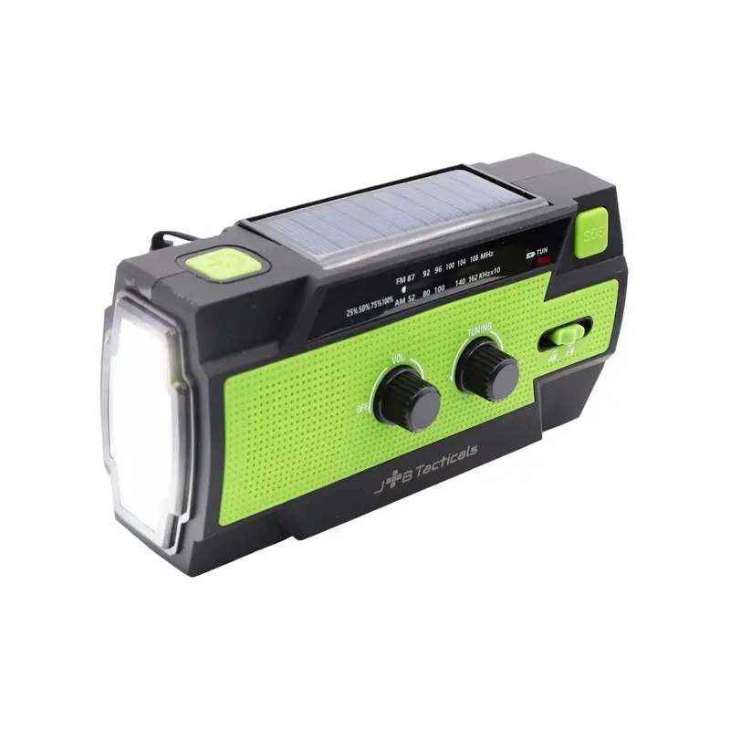 Oferta czasowa Radio Awaryjne Solarne z Latarką, Lampką LED, SOS i Powerbankiem JB Tacticals Zielone (JB-13)