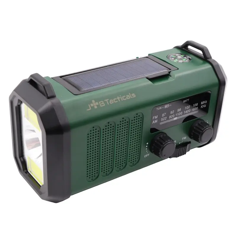 Radio Awaryjne Przenośne Solarne z Latarką, Lampką LED, SOS i Powerbankiem JB Tacticals (JB-09) Zamów teraz
