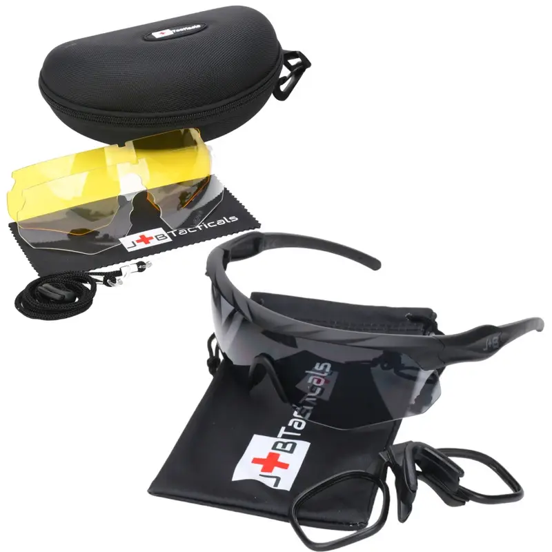 Okulary Taktyczne Strzeleckie JB Tacticals + 3 Szybki Czarne JB-GLS-0004-BLK Wysoka jakość