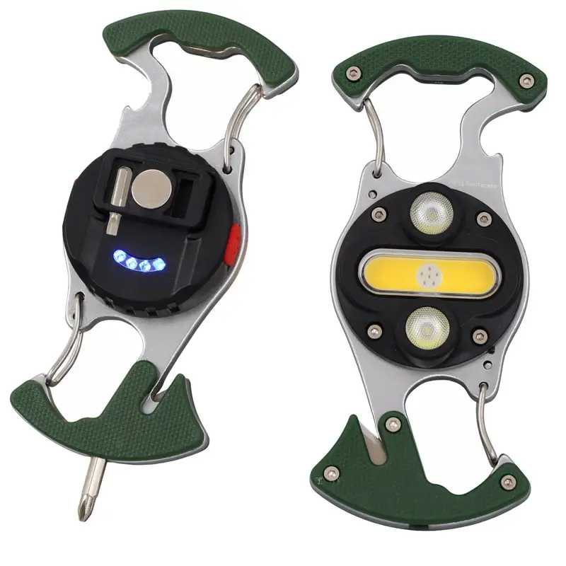 Lampka EDC COB LED z Podwójnym Karabińczykiem JB Tacticals Olive Oferta limitowana