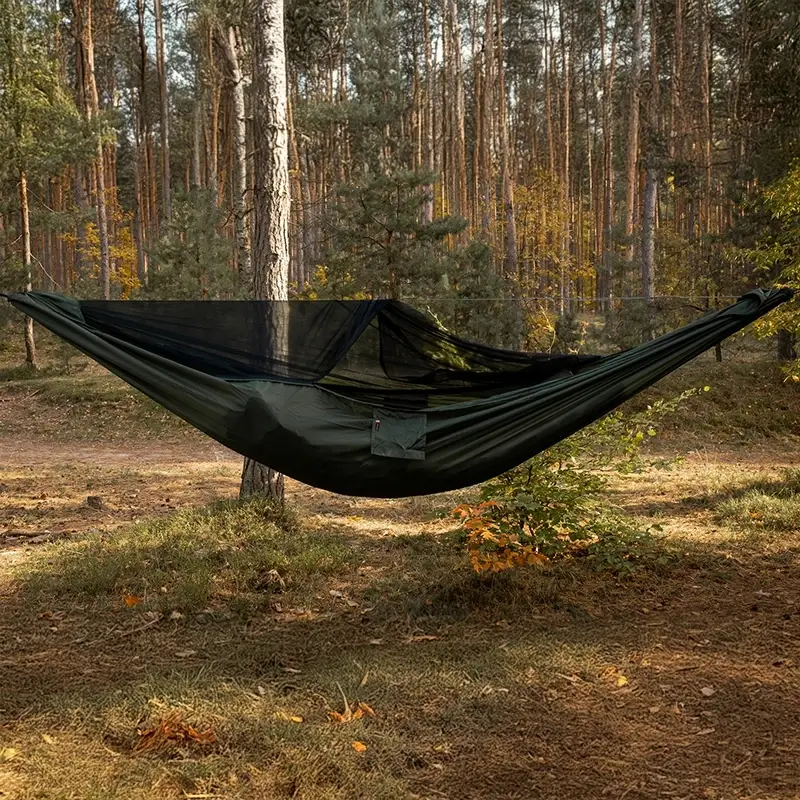 Wyjątkowa oferta Hamak Lekki Turystyczny Ważka V2 Long + Moskitiera Pocket TigerWood Khaki