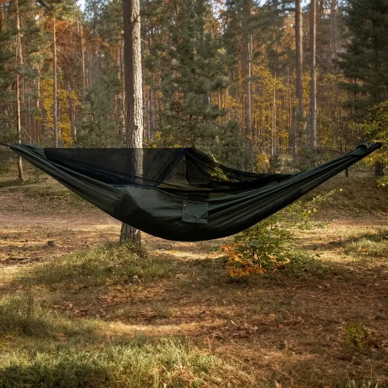 Cena promocyjna Hamak Lekki Turystyczny Ważka V2 + Moskitiera Pocket TigerWood Green
