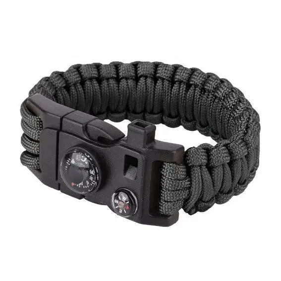 Bransoleta Paracord Z Krzesiwem I Kompasem 9'' 101 Inc. Czarna (469565) Bezpieczna płatność