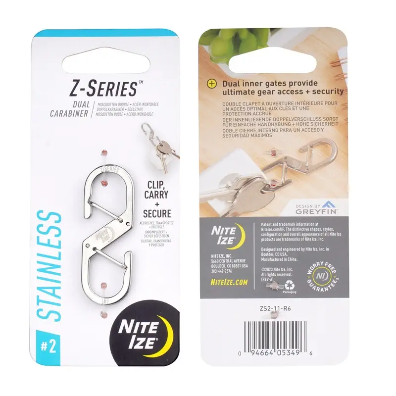 Podwójny Karabińczyk Z-Series #2 Stalowy Nite Ize Srebrny (ZS2-11-R6) Bezpieczne zakupy