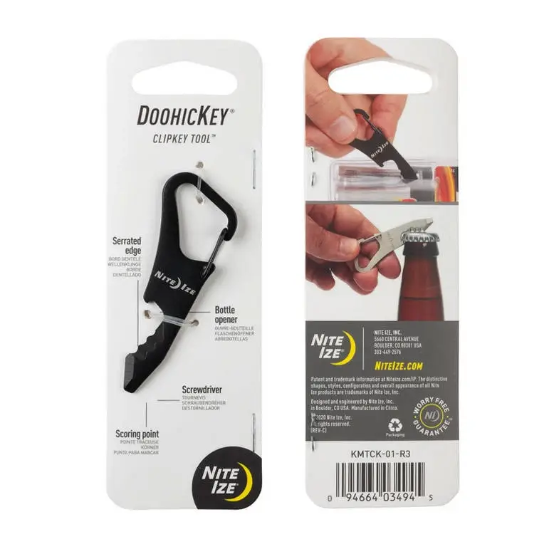 Karabińczyk z Zestawem Narzędzi DoohicKey ClipKey Tool Stalowy Nite Ize Czarny (KMTCK-01-R3) Oferta czasowa