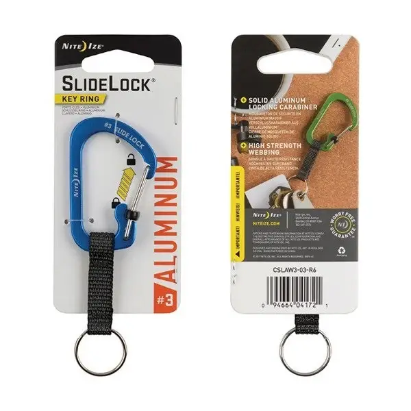 Ostatnia szansa Karabinek SlideLock® Key Ring Aluminum Nite Ize Niebieski (CSLAW3-03-R6)