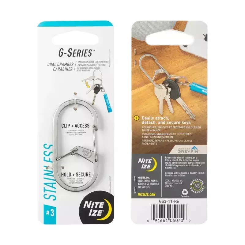 Karabińczyk G-Series Dual Chamber Carabiner #3 Nite Ize Srebrny (GS3-11-R6) Bezpieczne zakupy