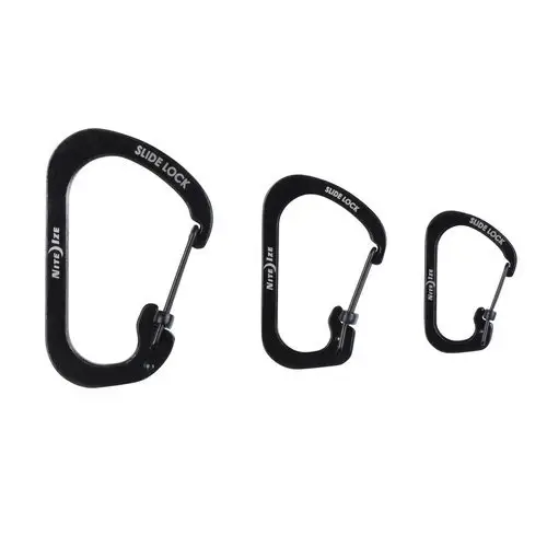 Zestaw Trzech Karabinków SlideLock Carabiner Set #2 #3 #4 Stal Nierdzewna Nite Ize Czarny (CSLC-01-R6) Nie przegap