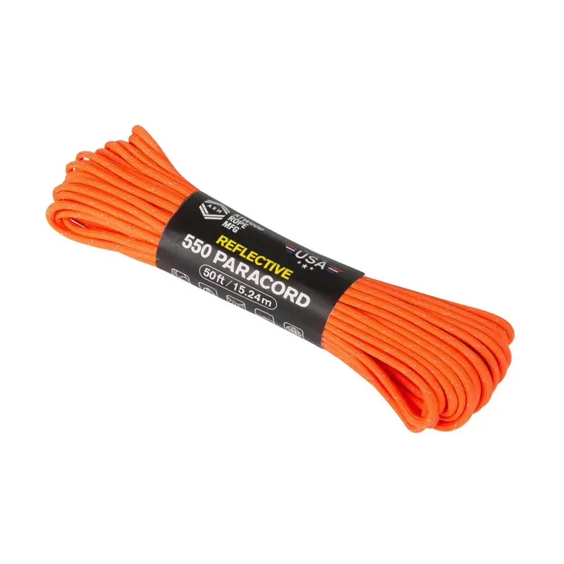 Linka 550 Paracord Reflective (50ft) Atwood Rope MFG Neon Orange (CD-PR5-NL-0P ) Popularny