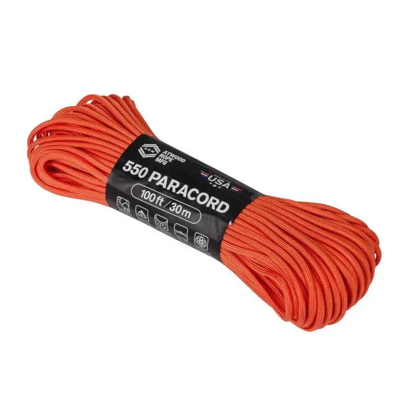 Szybka wysyłka Linka 550 Paracord (100ft) Atwood Rope MFG Burnt Orange (CD-PC1-NL-95)