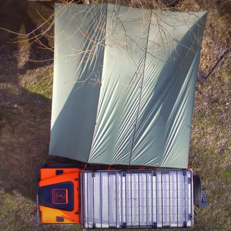 Płachta Wodoodporna Z Warstwą Termoizolacyjną Thermo-Tarp 4 x 4 m Bushmen Największa Wersja Olive Dostępne od ręki
