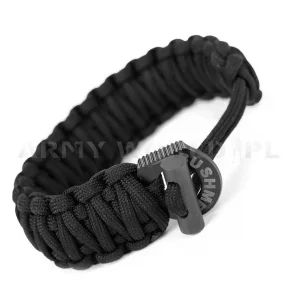 Popularny Bransoleta Paracord 6m Z Krzesiwem I Iskrownikiem Bushmen Czarna (BU BRCA 6)