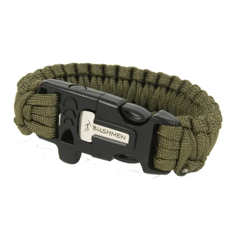 Wybór klientów Bransoleta Paracord Z Krzesiwem I Gwizdkiem Bushmen Olive (BU BRCA 3)