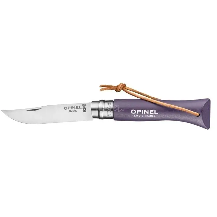 Nóż Składany OPINEL INOX Colorama N°6 Rzemień Violet (002204) Łatwy zwrot