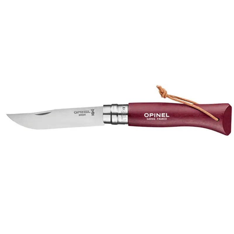 Tylko do końca tygodnia Nóż Składany OPINEL INOX Colorama N°8 Rzemień Burgundy (002213)