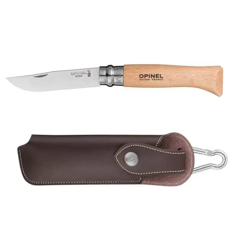 Nóż Składany OPINEL INOX N°08 Natural + Etui (001089) Obniżka ceny
