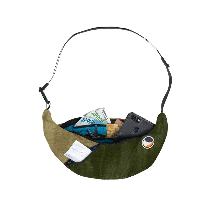 Łatwy zwrot Torba Biodrowa / Nerka Upcycled Sling Back Ticket To The Moon Army Green / Brown (TMSLBR2408)