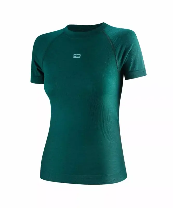 Wełniana Koszulka Termoaktywna Damska Z Krótkim Rękawem ACTIVE MERINO Brubeck Zielony (SS1458W) Łatwy zwrot