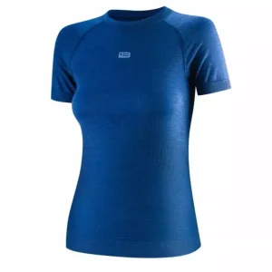 Okazja Wełniana Koszulka Termoaktywna Damska Z Krótkim Rękawem ACTIVE MERINO Brubeck Niebieska (SS1458W)