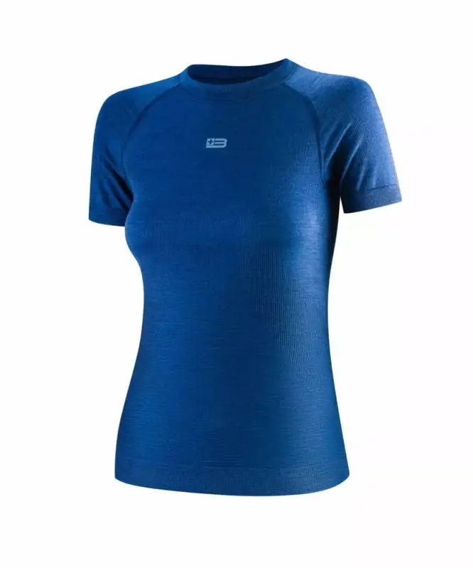 Okazja Wełniana Koszulka Termoaktywna Damska Z Krótkim Rękawem ACTIVE MERINO Brubeck Niebieska (SS1458W)