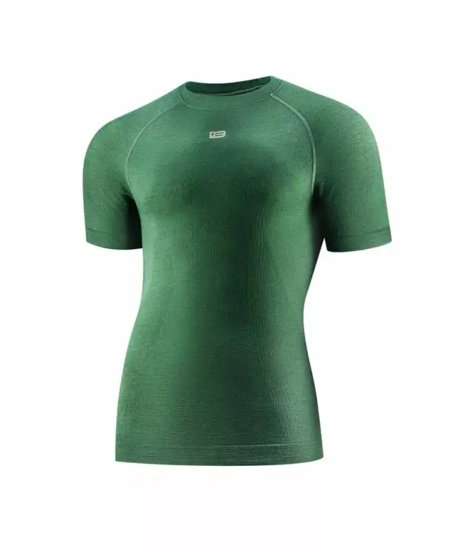 Wełniana Koszulka Termoaktywna Męska Z Krótkim Rękawem ACTIVE MERINO Brubeck Zielony (SS1459M) Rabat