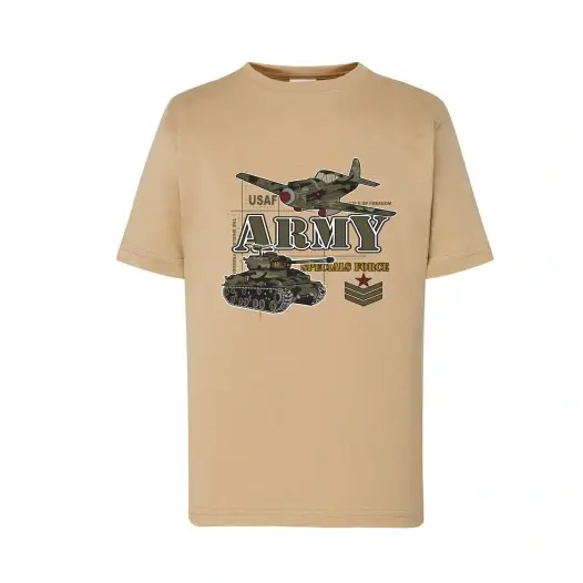 Taniej T-shirt Dziecięcy Junior Army Special Force Beżowy
