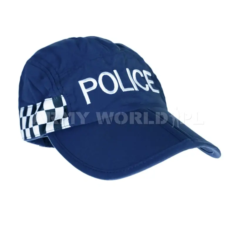 Rabat Czapka Policyjna Brytyjska Składana Odblaskowa Folding Peak Cap Niebieska Oryginał Nowa