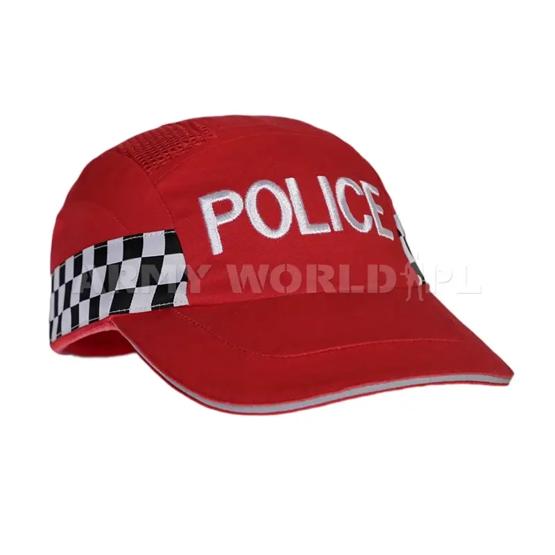 Brytyjska Czapka Policyjna Baseball Usztywniana Police Bump Cap Czerwona Oryginał Nowa Promocja