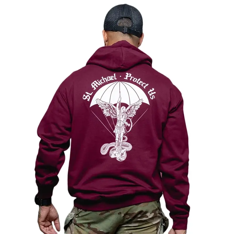 Bluza Z Kapturem St. Michael Hoodie Brothers In Arms Bordeaux Promocja