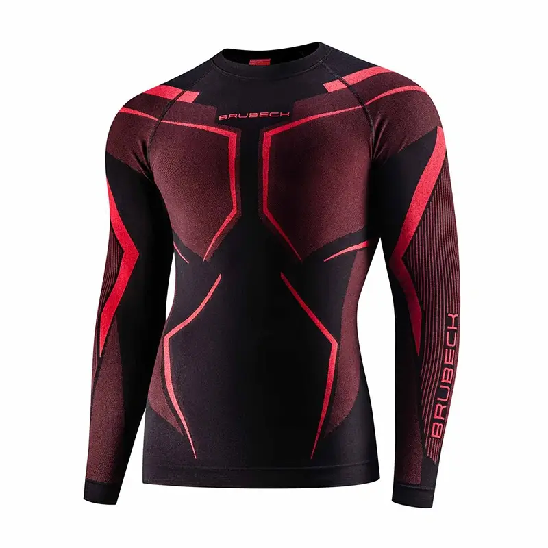 Bluza Męska Termoaktywna DRY Brubeck Czarno / Czerwona (LS1743M) Promocja