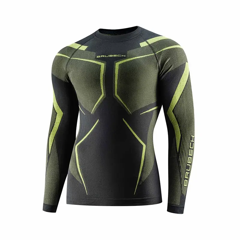 Bestseller Bluza Męska Termoaktywna DRY Brubeck Grafitowo / Limonkowa (LS1743M)