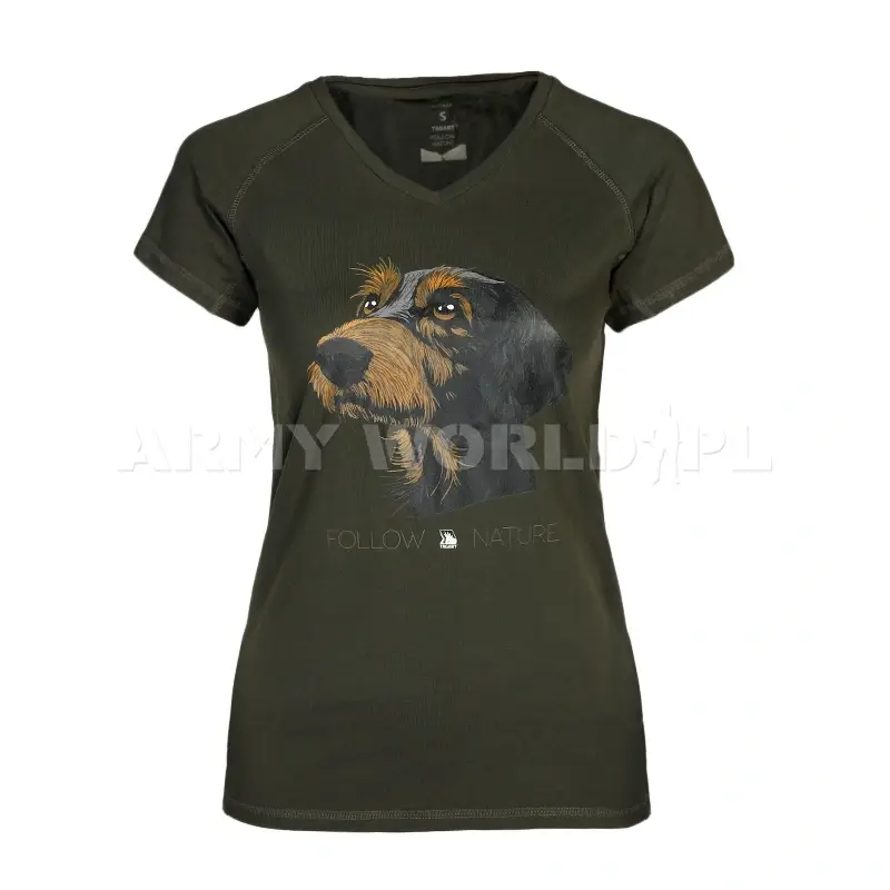 Darmowy zwrot T-shirt Damski Bawełniany FNT Lady Jamnik Tagart Green