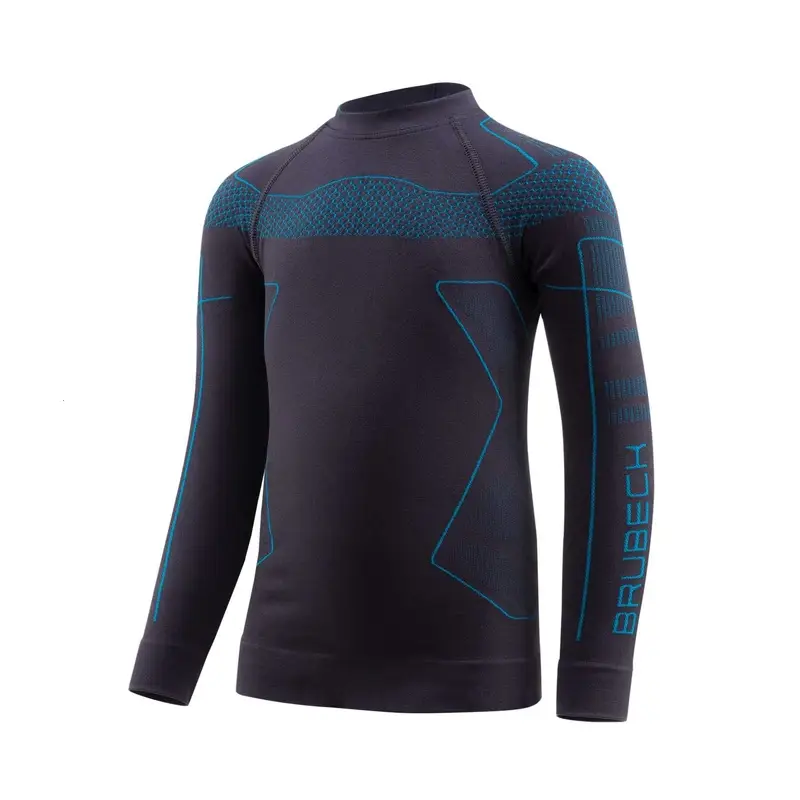 Bestseller Bluza Termoaktywna Dziecięca Thermo Kids Brubeck Grafitowo/ Niebieski (LS1611K)