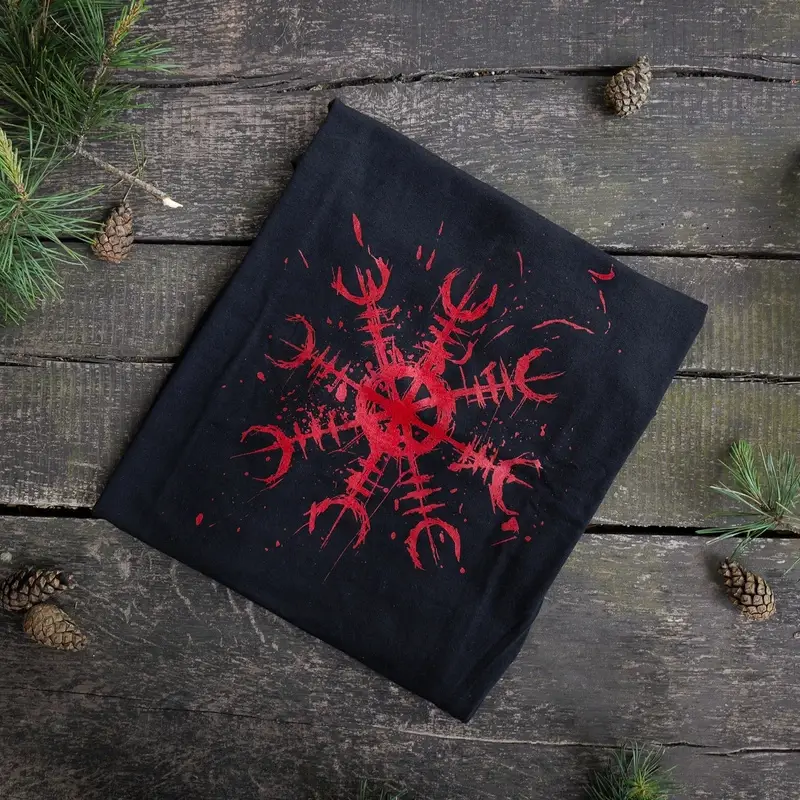 T-Shirt Tarcza Algiz Blood Rune TigerWood Czarny Darmowy zwrot