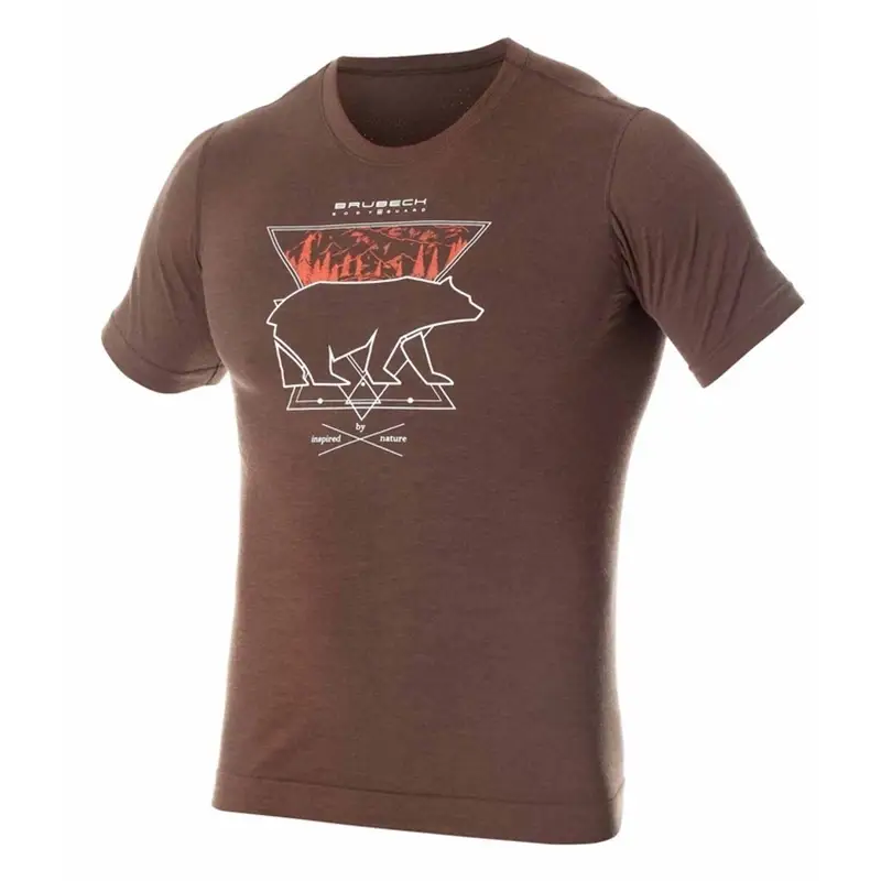 Koszulka Męska Z Krótkim Rękawem Termoaktywna Outdoor Wool Brązowy Niedźwiedź (SS1265M) Zamów dziś