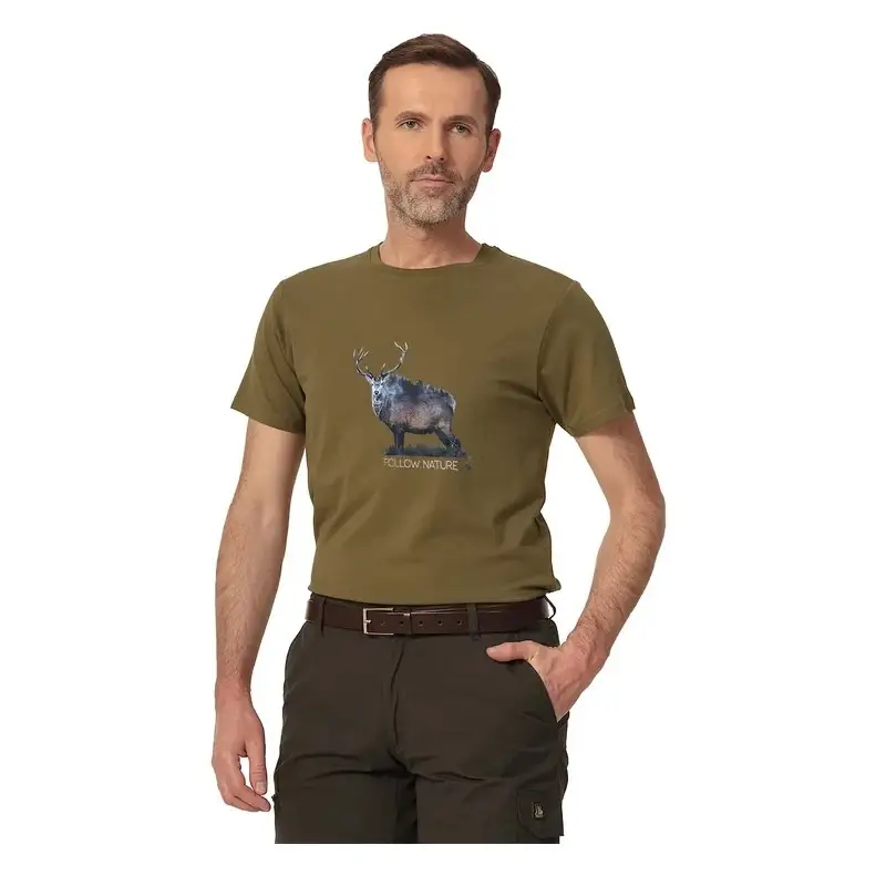 Darmowy zwrot T-shirt Bawełniany FNT Deer Tagart Olive