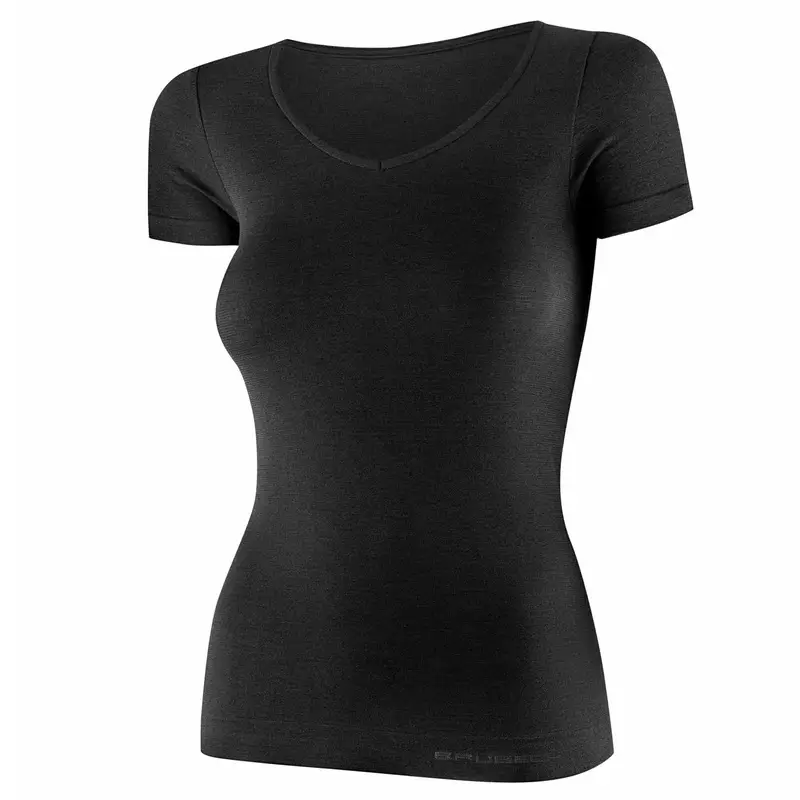 Nowy Koszulka Damska Z Krótkim Rękawem Comfort Merino Brubeck Czarna (SS1398W)