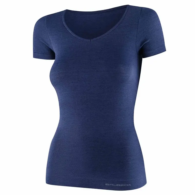Koszulka Damska Z Krótkim Rękawem Comfort Merino Brubeck Granatowa (SS1398W) Tylko dziś