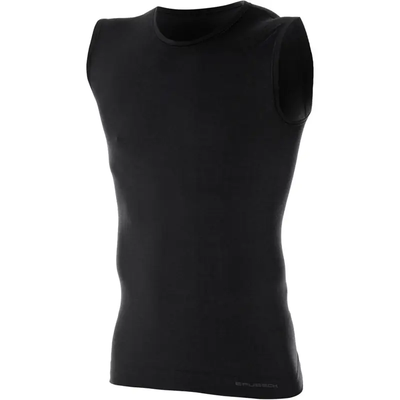 Sprawdź teraz Koszulka Męska Bez Rękawków Comfort Wool Merino Brubeck Czarna (SL10160)