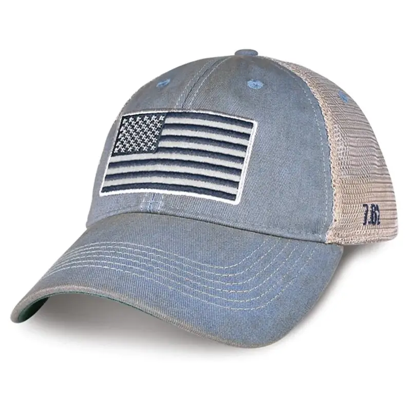 Czapka Damska US Flag Vintage Trucker 7.62 Design Niebieska (HAT-T1732BL) Darmowy zwrot