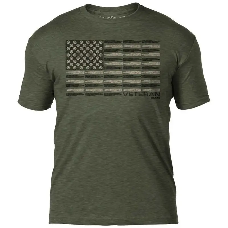 Bezpieczna płatność T-shirt Veteran 'Bullet Flag' 7.62 Design Olive (BAT-750HMGN)