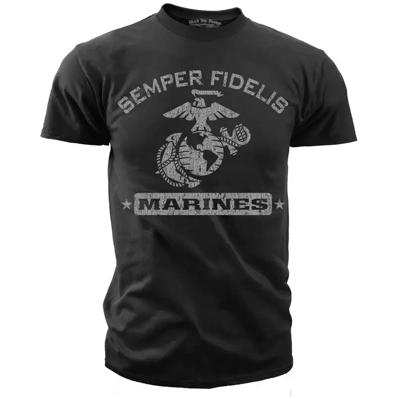 T-shirt United States Marines Semper Fidelis Retro 7.62 Design Czarny (BIT-660BLK) Super okazja