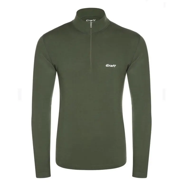 Ostatnie sztuki Trikot / Koszulka Z Golfem Graff Merino Warm Olive (917)