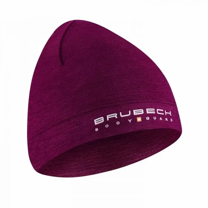 Super okazja Czapka Wełniana Merino Wool Brubeck Śliwkowy (HM10180)